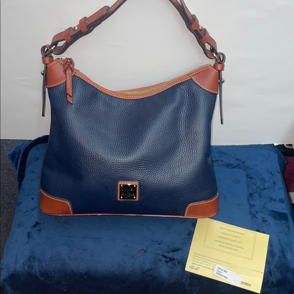 Dooney & Bourke Handbags - Dooney & Bourke Blue and Brown Leather Hobo Bag